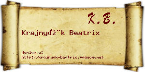 Krajnyák Beatrix névjegykártya